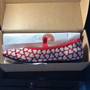 Red and White Heart Patterned Flats